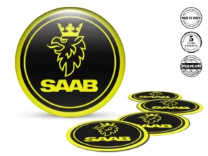 Saab Emblemi Ruota Stile Adesivo Cupola Silicone